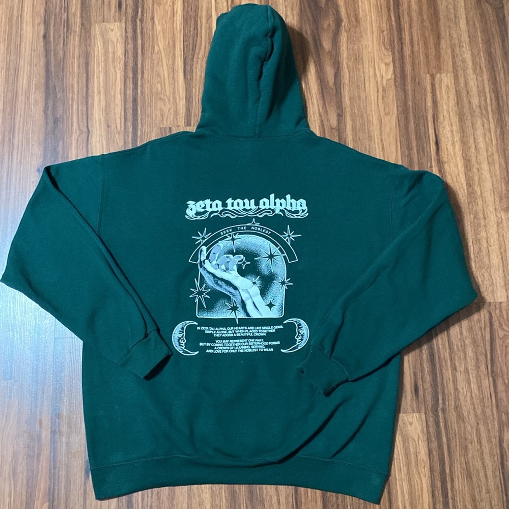 Zeta Tau Alpha Hoodie Green Size XL